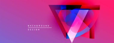 Soyut geometrik tasarım. Canlı pembeler, morlar üçgen şeklinde katmanlar oluşturur. Dijital projeler için modern arkaplan.