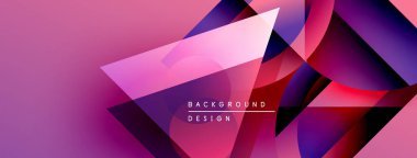 Soyut geometrik şekiller canlı pembeleri, morları, mavileri harmanlarlar. Modern tasarım dinamik görsel doku yaratır. Arkaplan özellikleri katmanlanmış çokgenler.