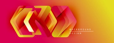 Soyut geometrik şekiller örtüşür, canlı bir değişim etkisi yaratır. Sarı, turuncu, kırmızı renkler tasarımda baskın. Modern, dinamik kompozisyon.