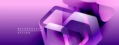 Soyut mor tasarım katmanlı geometrik şekiller içerir. Gradyan renkler modern görsel etki yaratır. Mevcut en küçük metin.