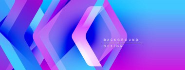 Soyut geometrik desen. Canlı mavi, mor renkler dinamik görsel efekt yaratır. Arka planlar ve pankartlar için modern tasarım uygun.