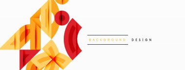 Soyut geometrik şekiller, sarı, kırmızı renkler. Modern tasarım elementleri dinamik bileşim yaratır. Minimalist stil, temiz hatlar.