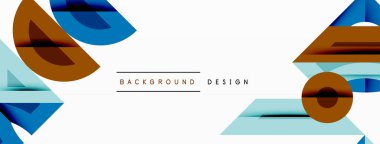 Soyut geometrik şekiller, mavi, kahverengi tonlar. Metin arkaplan tasarımlı minimalist tasarım. Temiz, modern estetik. Basit kompozisyon.