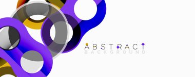 Dinamik kompozisyon. Üst üste binen daireler modern, renkli görsel efektler yaratır. Dereceli gölgeler derinliği ve dokuyu arttırır. Minimalist tasarım.