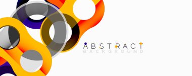 Parlak soyut tasarım, üst üste binen daireler, canlı renkler, dinamik şekiller. Arkaplan ve sunumlar için modern grafik ögesi.