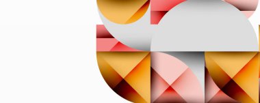 Soyut geometrik şekiller örtüşür, sıcak renk paleti oluşturur. Tasarım özellikleri katmanlı üçgenler, kıvrımlar, yumuşak eğimler. Minimalist kompozisyon.