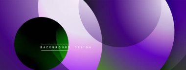 Soyut mor tasarım, üst üste binen daireler, gradyanlar. Metin arkaplan tasarımlı modern arkaplan. Minimalist estetik, canlı renkler.