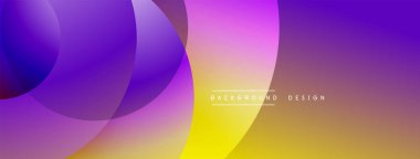 Soyut gradyan arkaplan özellikleri üst üste biniyor. Canlı mor, pembe, sarı renkler dinamik görsel efekt yaratır. Minimalist tasarım.