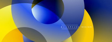 Soyut geometrik şekiller çakışıyor. Mavi, sarı, gri gradyanlar dinamik görsel efekt yaratır. Arka planlar için modern tasarım ögesi.