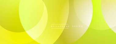 Sarı soyut arkaplan. Üst üste binen daireler yumuşak eğimler, modern tasarım elementleri yaratır. Basit, temiz estetik..