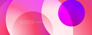 Soyut sıvı şekiller, canlı pembeler, morlar modern arka plan yaratır. Üst üste binen daireler derinlik ve hareket olduğunu gösteriyor. Tasarım enerjik, dinamik hissettiriyor..