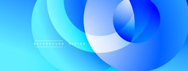 Soyut mavi arkaplan özellikleri üst üste biniyor. Gradyan gölgeler dinamik görsel efekt yaratır. Sancaklar ve web siteleri için modern tasarım uygun.