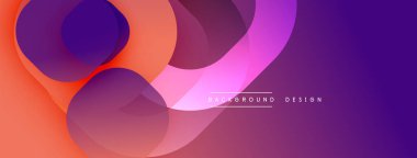 Soyut şekiller örtüşür, canlı bir değişim etkisi yaratır. Renkler mordan turuncuya dönüşüyor. Modern tasarım ögesi.