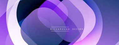 Soyut arkaplan özellikleri üst üste binen daireler, mor renkler, pürüzsüz eğimler. Dijital projeler için modern tasarım ögesi.