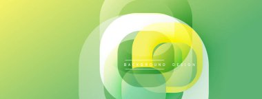 Soyut yeşil arkaplan. Üst üste binen daireler dinamik görsel efekt yaratır. Modern tasarım elementleri pürüzsüz eğimler sunar.