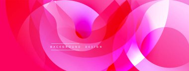 Canlı, soyut bir arkaplan. Üst üste binen daireler akışkan ve modern tasarım yaratır. Pembe, mor renkler kompozisyona hakim. Yumuşak gradyanlar dinamik görsel efekt sunar.