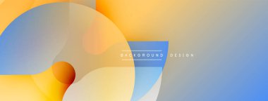 Soyut geometrik şekiller, gradyanlar, sıcak, serin tonlar modern arkaplan oluşturur. Minimalist tasarım, afişler ve sunumlar için uygun.