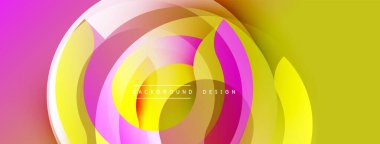 Soyut renkli tasarım. Eşmerkezli daireler dinamik görsel efekt yaratır. Sarı, pembe renkler kompozisyona hakim. Modern arkaplan ögesi.