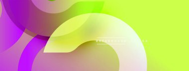 Soyut sıvı şekiller, canlı renklerin karışımı. Modern tasarım, pürüzsüz eğimler dinamik kompozisyon yaratır. Sarı, mor renkler egemen.