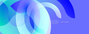 Soyut mavi tasarım, üst üste binen daireler, gradyanlar. Modern estetik, arka planlar ve sunumlar için uygun. Temiz, canlı kompozisyon.