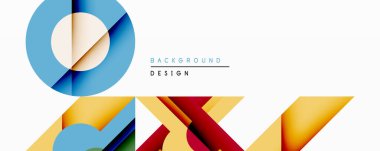 Soyut geometrik şekiller dinamik bileşim yaratır. Üst üste binen katmanlar, canlı renkler, modern tasarım elementleri yenilik, enerji ve görsel cazibeyi akla getiriyor. Minimalist estetik.