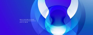 Soyut mavi katmanlar dinamik görsel efekt yaratır. Eğim gölgeleri derinlik ve modern tasarım unsurları sunar.