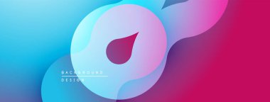 Soyut sıvı şekilleri canlı mavileri, pembeleri, morları harmanlıyor. Modern tasarım hareketi, enerjiyi, akıcılığı öneriyor. Arkaplan yumuşak eğimlere sahiptir.