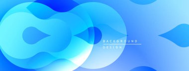 Soyut mavi şekiller üst üste binerek modern sıvı arkaplan oluşturur. Yumuşak eğimler derinlik ve ışık etkileşimi olduğunu gösteriyor. Minimalist tasarım.