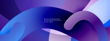 Soyut sıvı şekiller, canlı mor renkler tasarımda baskın. Gradyan karışımları dinamik görsel efekt yaratır. Modern, pürüzsüz kompozisyon.