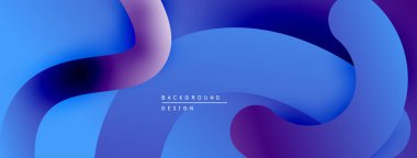 Soyut sıvı şekilleri, mavi mor gradyanlar. Modern tasarım, pürüzsüz kıvrımlar dinamik arkaplan yaratır. Minimalist estetik.