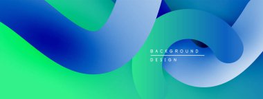 Soyut sıvı şekilleri mavi ve yeşillikleri harmanlıyor. Modern tasarım hareketi, derinliği, basitliği çağrıştırıyor. Gradyan renkler görsel ilgi oluşturur.