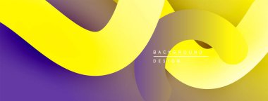 Soyut sıvı şekiller, canlı renklerin karışımı. Sarı, mor renkler dinamik kompozisyon yaratır. Modern tasarım ögesi.