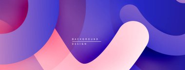 Soyut sıvı şekilleri örtüşür ve canlı bir arkaplan oluşturur. Yumuşak pembeler, morlar, maviler pürüzsüzce harmanlanır. Modern tasarım ögesi.