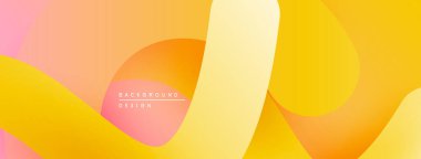 Soyut gradyanlar karışıyor, yumuşak şekiller yaratıyor. Sıcak renkler kompozisyona hakim, akıcılık ve modern tasarım.