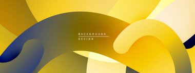 Soyut akışkan şekiller, sarı renkler baskın gelir. Gradyan geçişler derinlik yaratır, modern tasarım unsuru. Minimalist kompozisyon, dinamik eğriler mevcut.