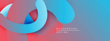 Akan soyut şekiller, mavi, kırmızı renkler. Gradyan arka plan modern görsel efekt yaratır. Yumuşak kıvrımlar, dinamik bileşim.