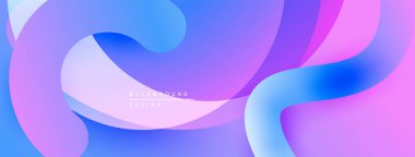 Soyut sıvı şekiller, canlı mor, mavi renkler. Modern tasarım, pürüzsüz eğimler dinamik kompozisyon yaratır. Arkaplan ögesi.