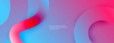 Soyut sıvı şekiller, canlı renklerin karışımı. Gradyan arka plan modern görsel efekt yaratır. Düz eğriler, dinamik bileşim.