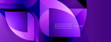 Soyut mor tasarım katmanlı geometrik şekiller içerir. Renkler derinlik yaratır, modern estetik. Minimalist kompozisyon, dinamik görsel etki.