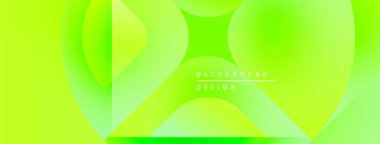 Parlak yeşil soyut arka plan. Sıvı şekiller örtüşüyor, canlı gradyanlar yaratıyor. Metin elementleri mevcut modern tasarım.