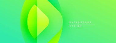 Soyut yeşil eğimli arkaplan. Üst üste binen şekiller dinamik görsel efekt yaratır. Dijital projeler için uygun minimalist tasarım.