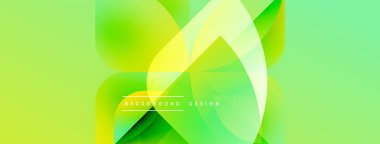 Soyut yeşil arkaplan. Sıvı şekiller üst üste binerek, dinamik görsel efekt yaratır. Açık sarı aksanlar derinlik ekler, modern his..