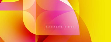 Soyut canlı tasarım, üst üste binen renkli şekiller. Gradyan renkler düzgün bir şekilde harmanlanarak dinamik görsel efekt yaratır. Modern estetik.