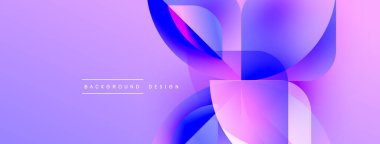 Soyut sıvı şekilleri örtüşür, parlak mor ve mavi renkler yaratır. Modern tasarım elementleri dinamik hareketi, pürüzsüz geçişleri önerir.
