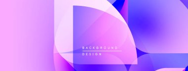 Soyut arkaplanda canlı pembeler, maviler, morlar var. Üst üste binen şekiller dinamik görsel efekt yaratır. Metin arkaplan tasarımı okur.