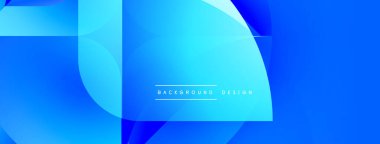 Soyut mavi tasarım geometrik şekiller, gradyanlar, üst üste binen katmanlar içerir. Modern estetik dijital arkaplanlar ve sunumlar için uygundur.