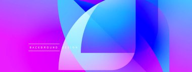 Soyut, enerjik bir arkaplan. Üst üste binen şekiller dinamik görsel efekt yaratır. Mor, mavi renkler kompozisyona hakim. Modern tasarım ögesi.