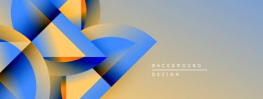 Soyut geometrik şekiller, mavi, altın rengi. Gradyan arka plan modern görsel etki yaratır. Tasarım hareket, derinlik öneriyor.