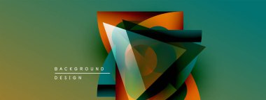 Soyut geometrik şekiller örtüşür, dinamik görsel efekt yaratır. Gradyan renkler harmanlanır, modern arkaplan tasarımı oluşturulur.