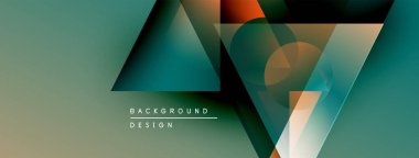 Soyut geometrik şekiller örtüşür, dinamik görsel efekt yaratır. Teal, turuncu, gri renkler kompozisyona hakim. Minimalist tasarım unsurları.